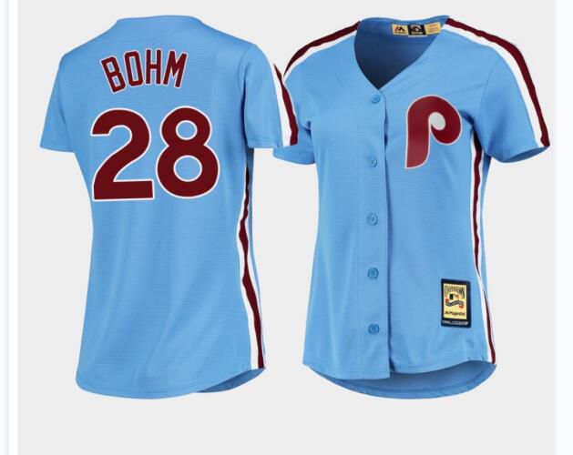 2024 MLB Women Philadelphia Phillies #28 Bohm Nike light blue Home Limited Player Jersey